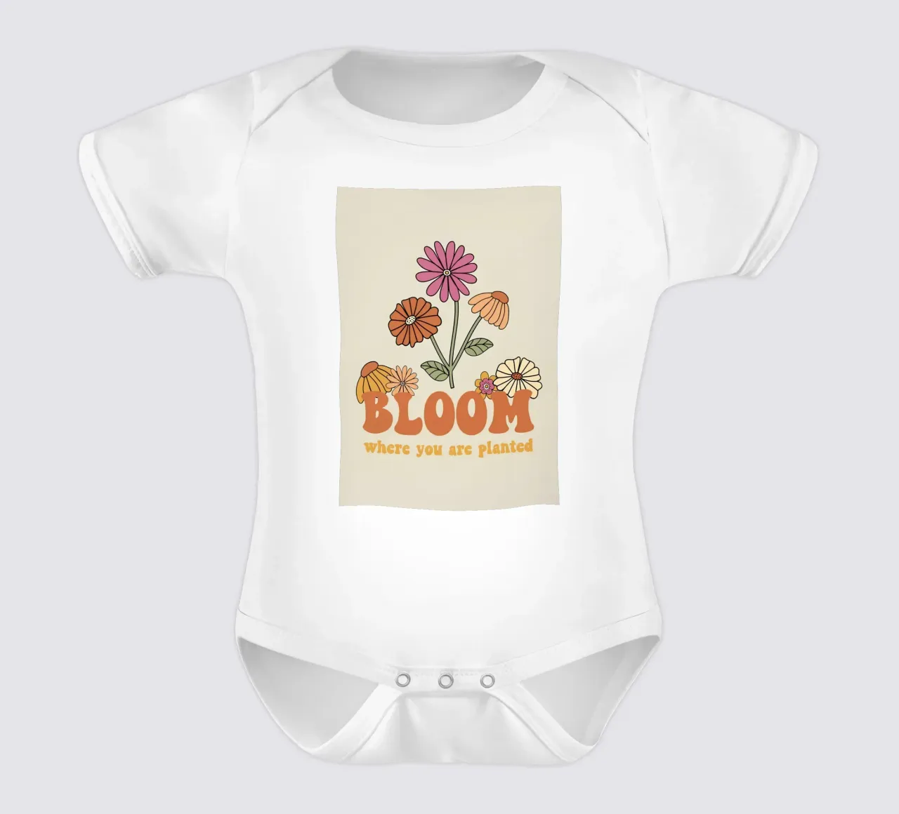 "Bloom Where Planted" Retro Floral Optimistic Growth Kunst Kurzarm Babybody von NorwesClub