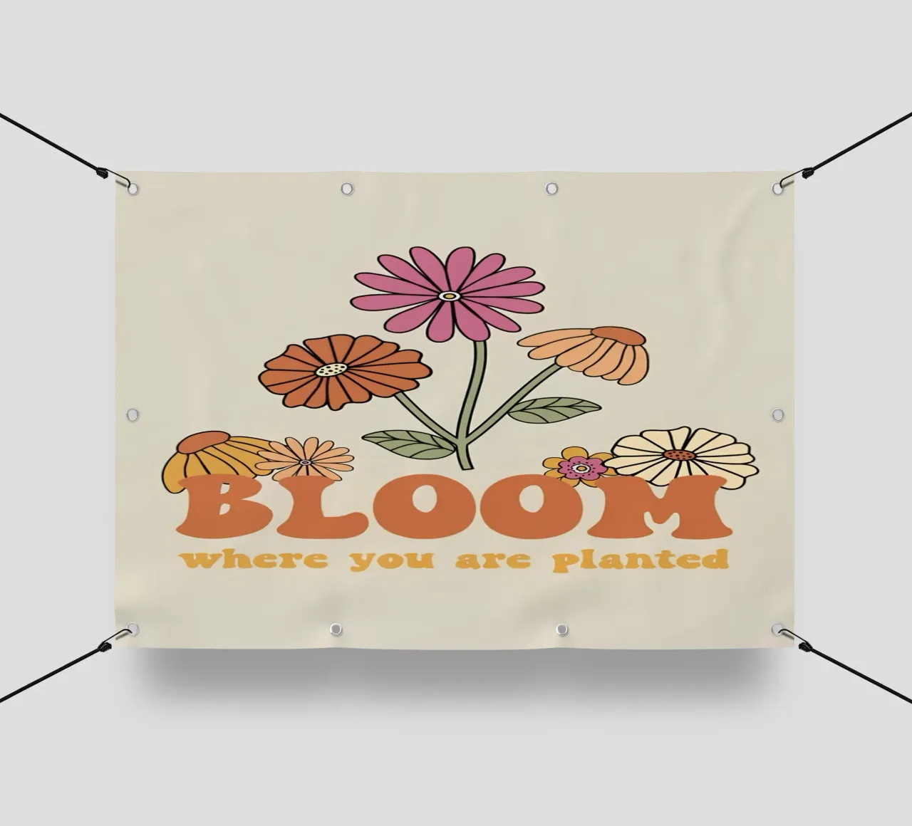 "Bloom Where Planted" Retro Bloemen Optimistische Groei Kunst pvc-zeil van NorwesClub