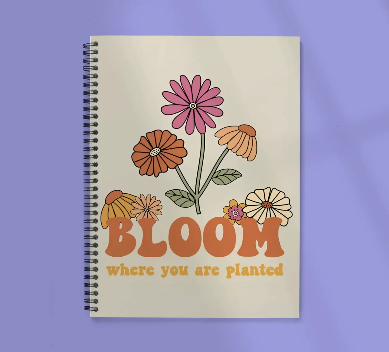 Art rétro floral optimiste de croissance "Bloom Where Planted" (fleurir là où on l'a planté) carnet à spirale de NorwesClub
