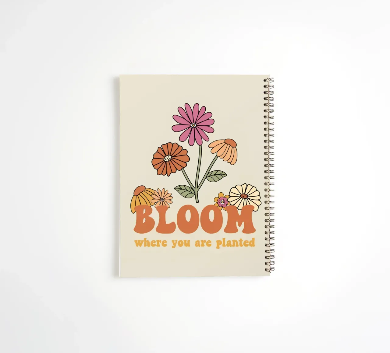 Art rétro floral optimiste de croissance "Bloom Where Planted" (fleurir là où on l'a planté) carnet à spirale de NorwesClub