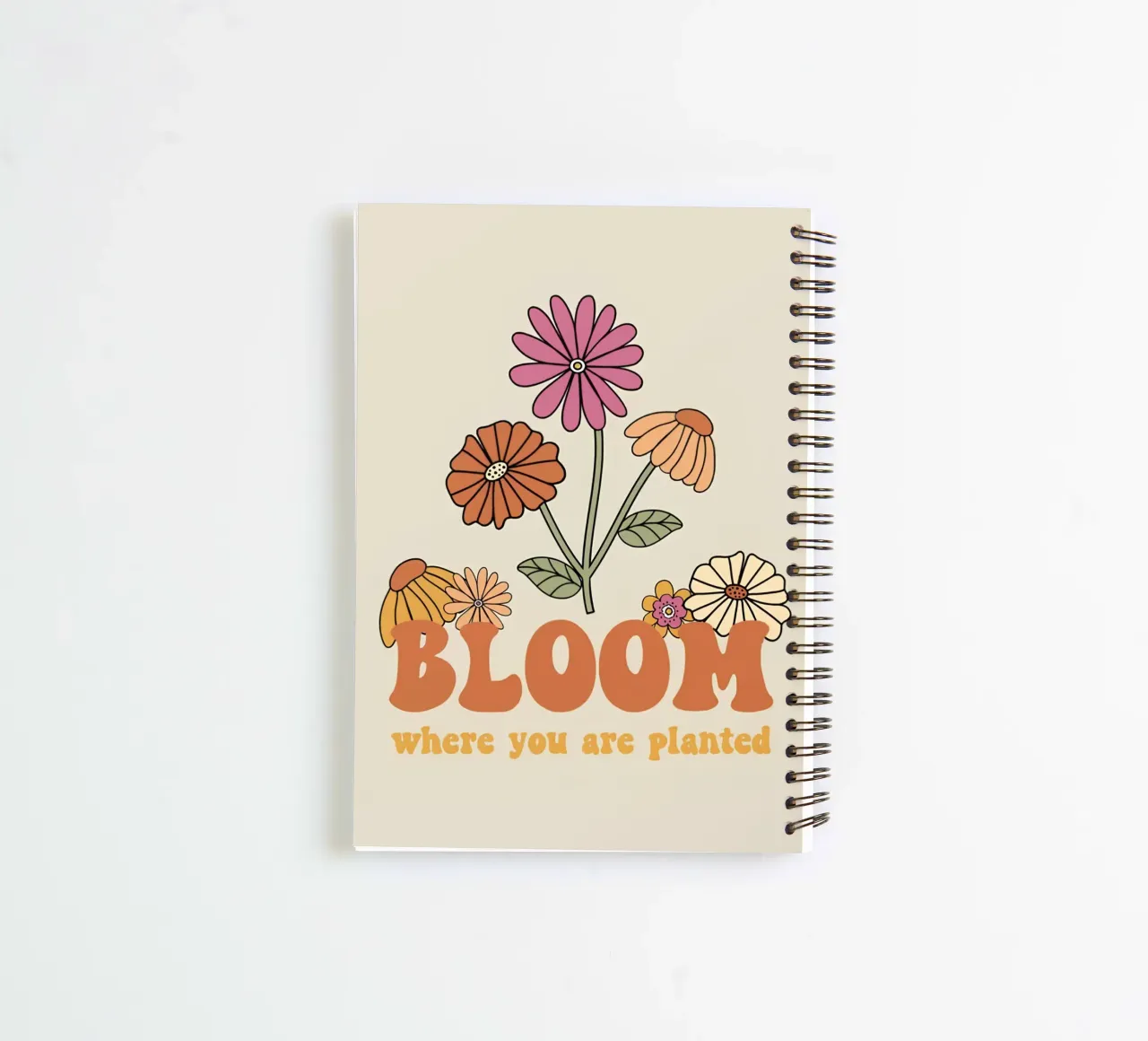 Art rétro floral optimiste de croissance "Bloom Where Planted" (fleurir là où on l'a planté) carnet à spirale de NorwesClub