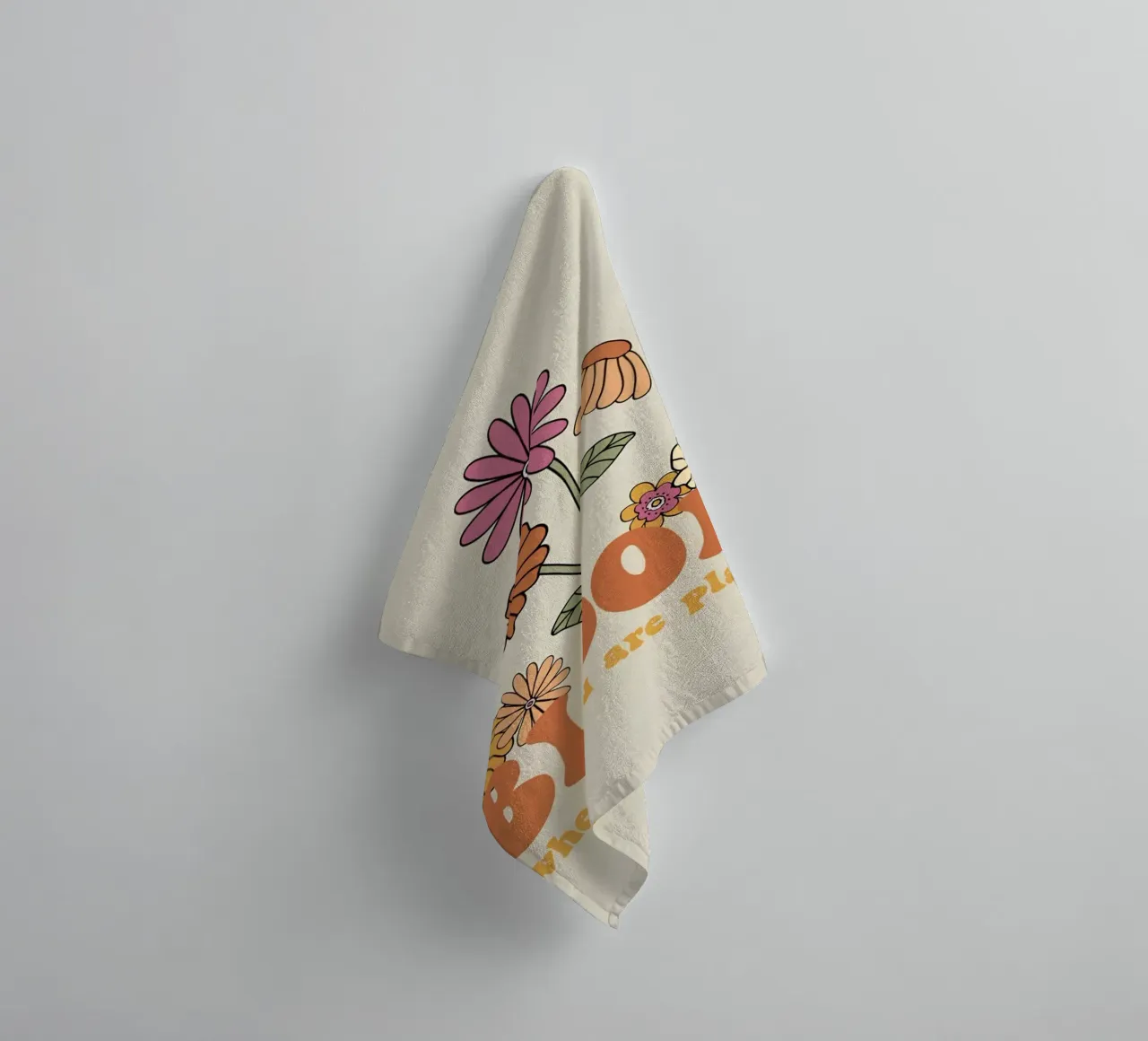 "Bloom Where Planted" Retro Floral Optimistic Growth Art towel by NorwesClub