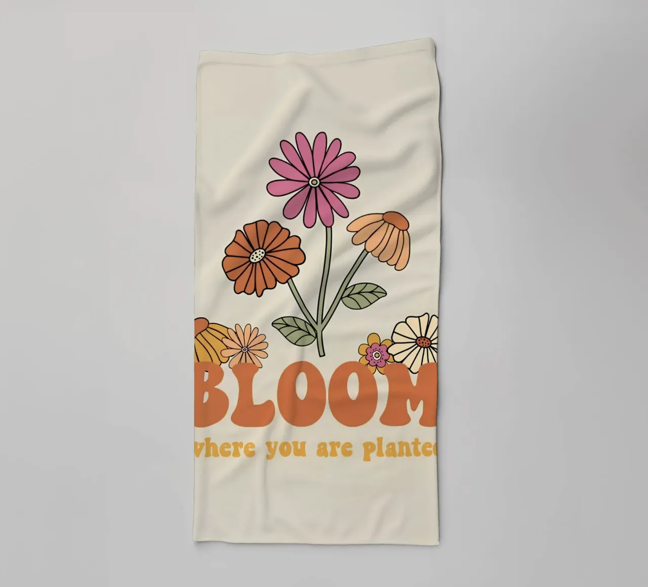 "Bloom Where Planted" Retro Floral Optimistic Growth Art towel by NorwesClub