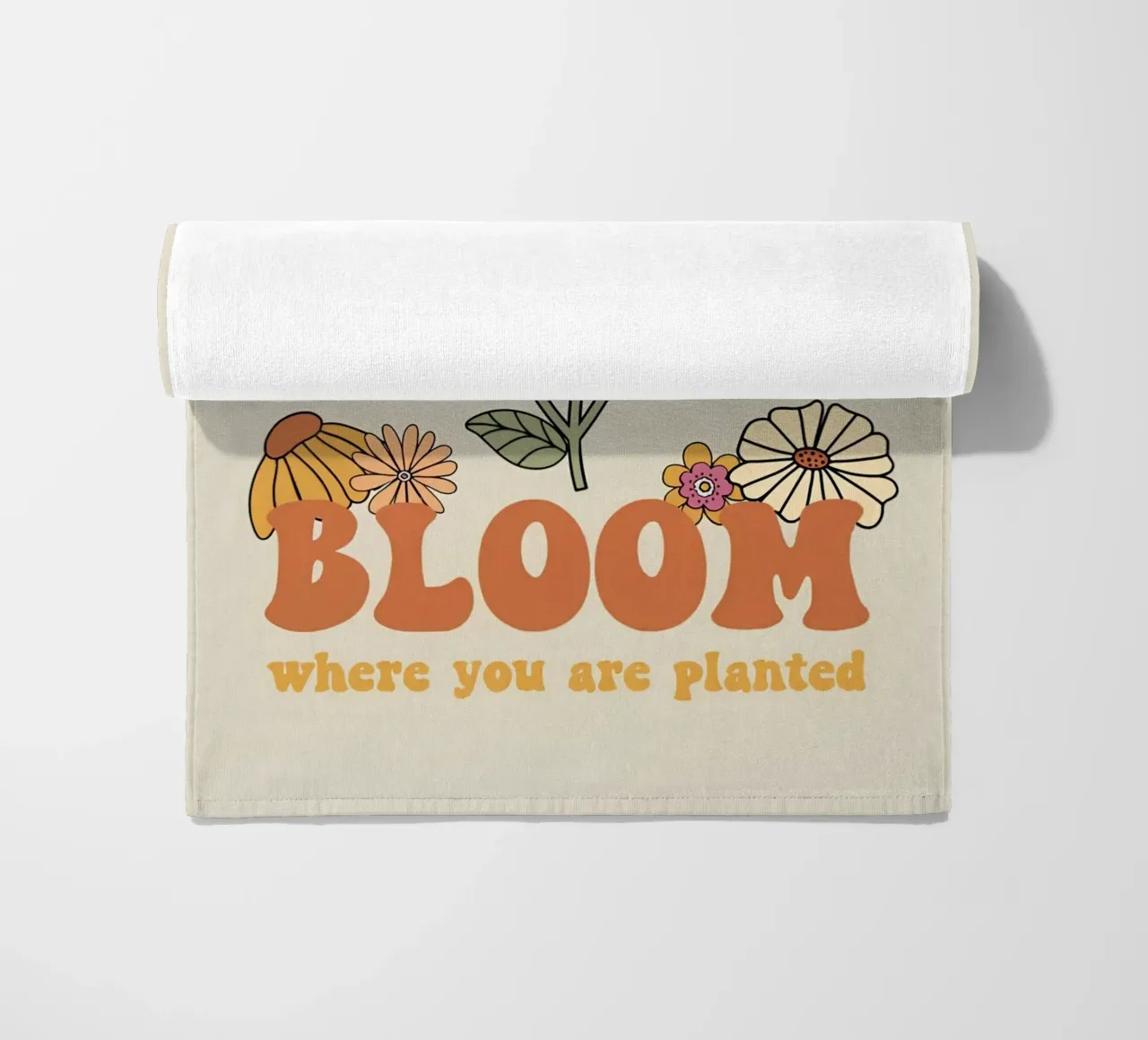 Art rétro floral optimiste de croissance "Bloom Where Planted" (fleurir là où on l'a planté) serviette de plage de NorwesClub