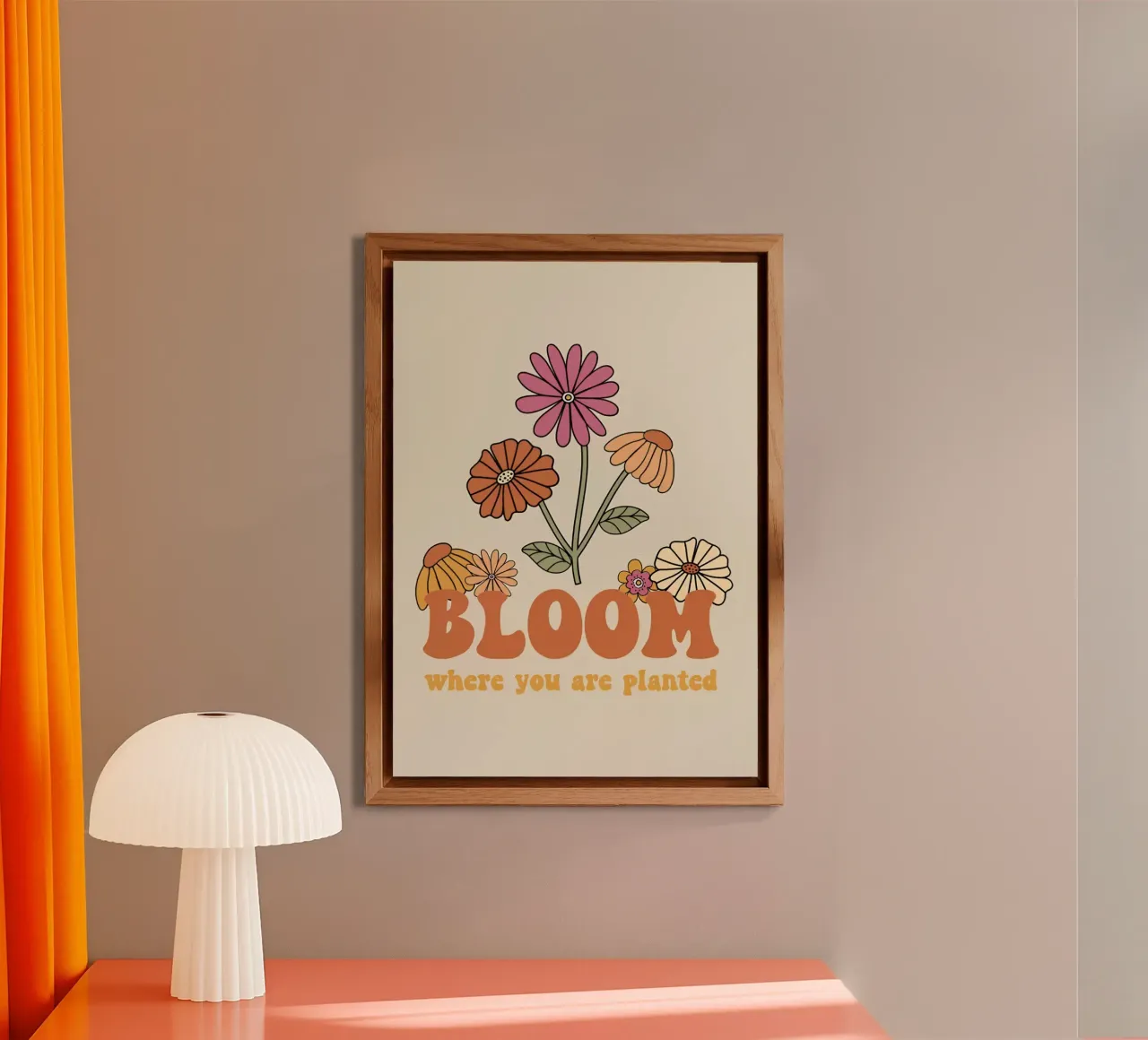 "Bloom Where Planted" Retro Floral Optimistic Growth Kunst Alu-Dibond von NorwesClub