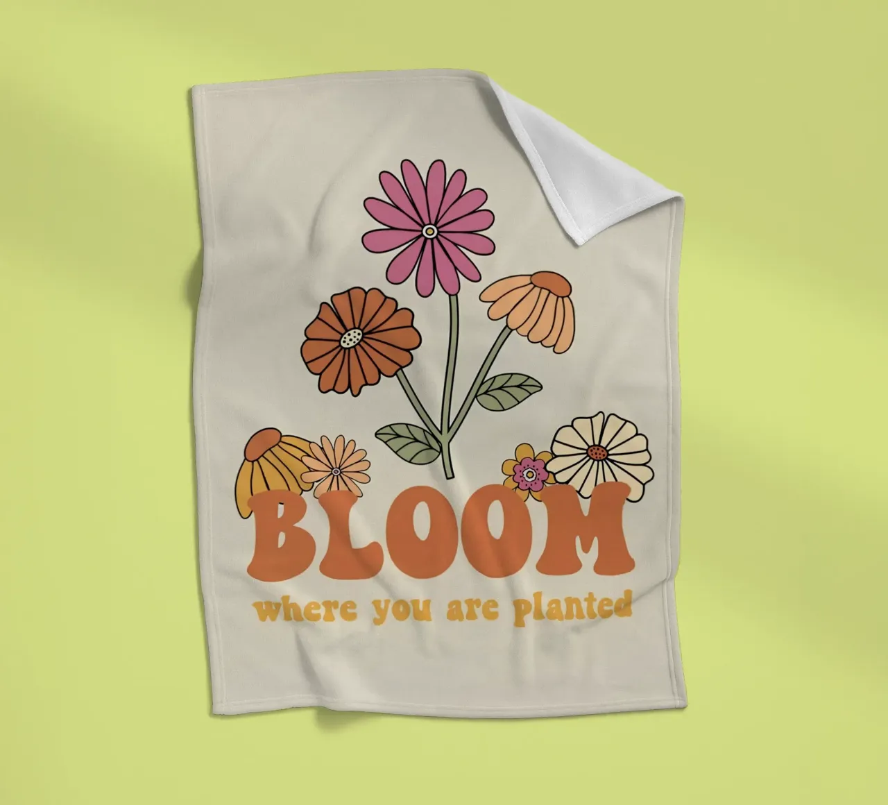 "Bloom Where Planted" Retro Floral Optimistic Growth Kunst Fleecedecke von NorwesClub
