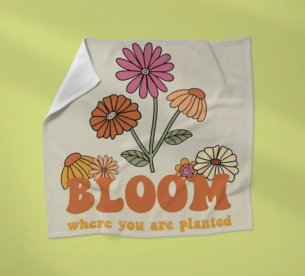 "Bloom Where Planted" Retro Floral Optimistic Growth Kunst Fleecedecke von NorwesClub