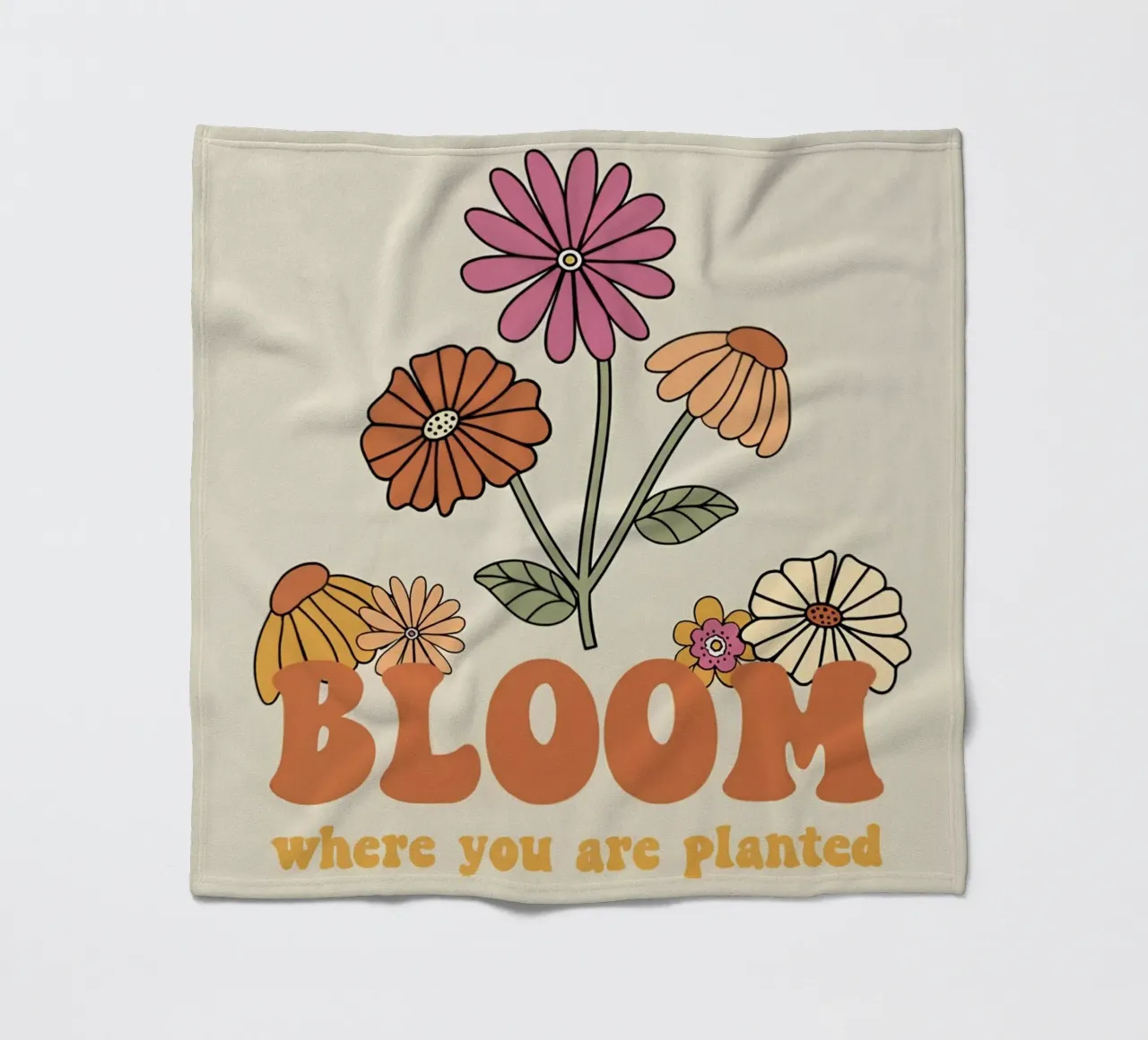 "Bloom Where Planted" Retro Floral Optimistic Growth Kunst Fleecedecke von NorwesClub