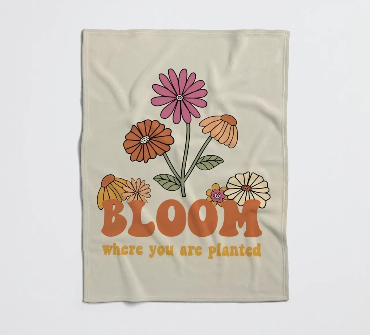 "Bloom Where Planted" Retro Floral Optimistic Growth Kunst Fleecedecke von NorwesClub