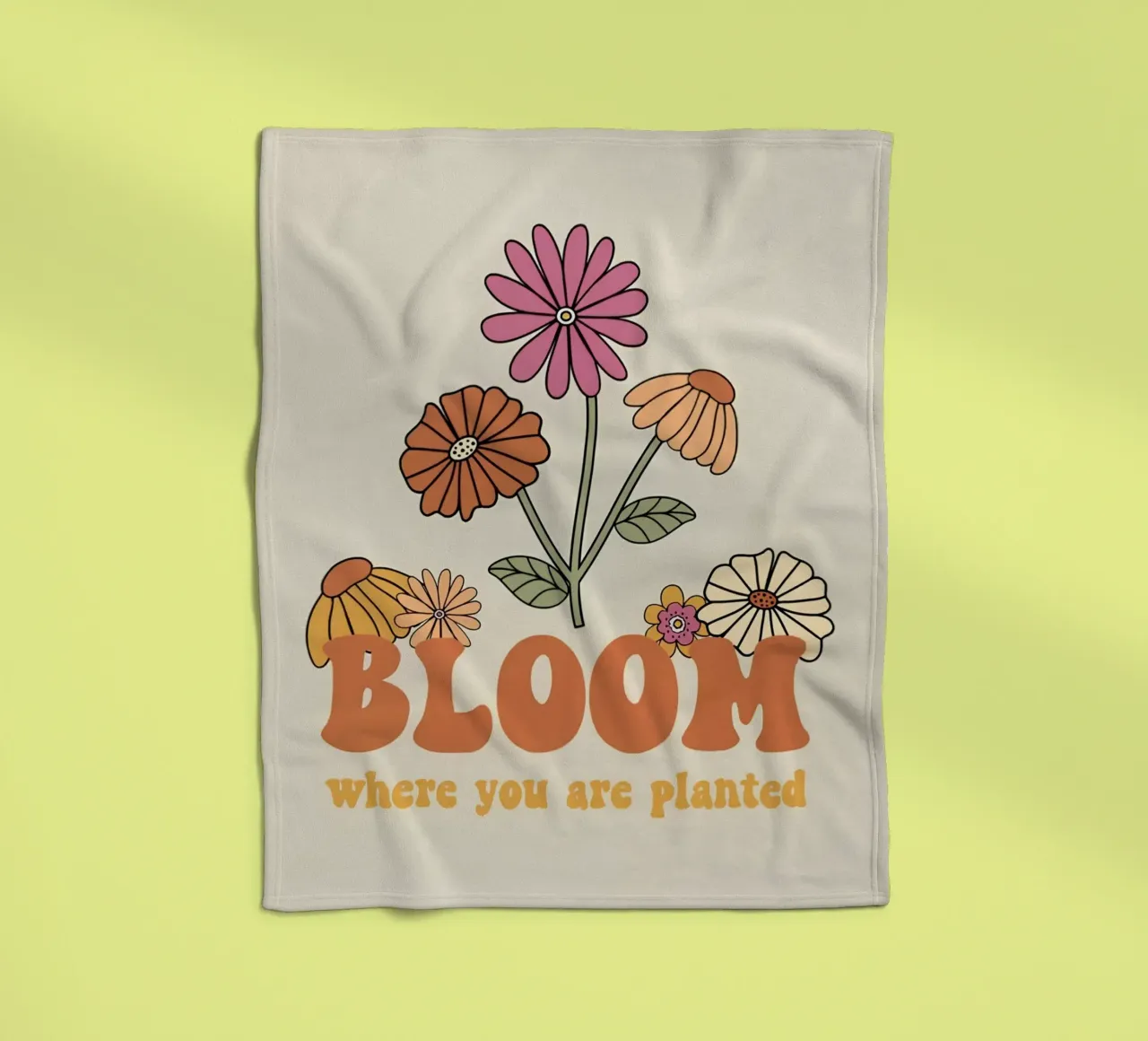 "Bloom Where Planted" Retro Floral Optimistic Growth Kunst Fleecedecke von NorwesClub