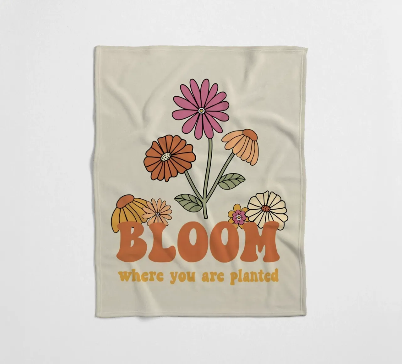 "Bloom Where Planted" Retro Floral Optimistic Growth Kunst Fleecedecke von NorwesClub