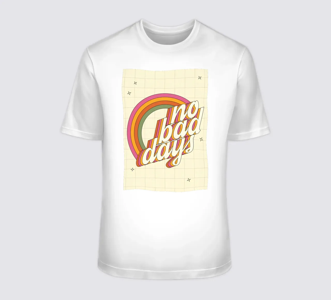 "No Bad Days" Psychedelic Retro Happy Faces Sun Pop Art t-shirt da NorwesClub