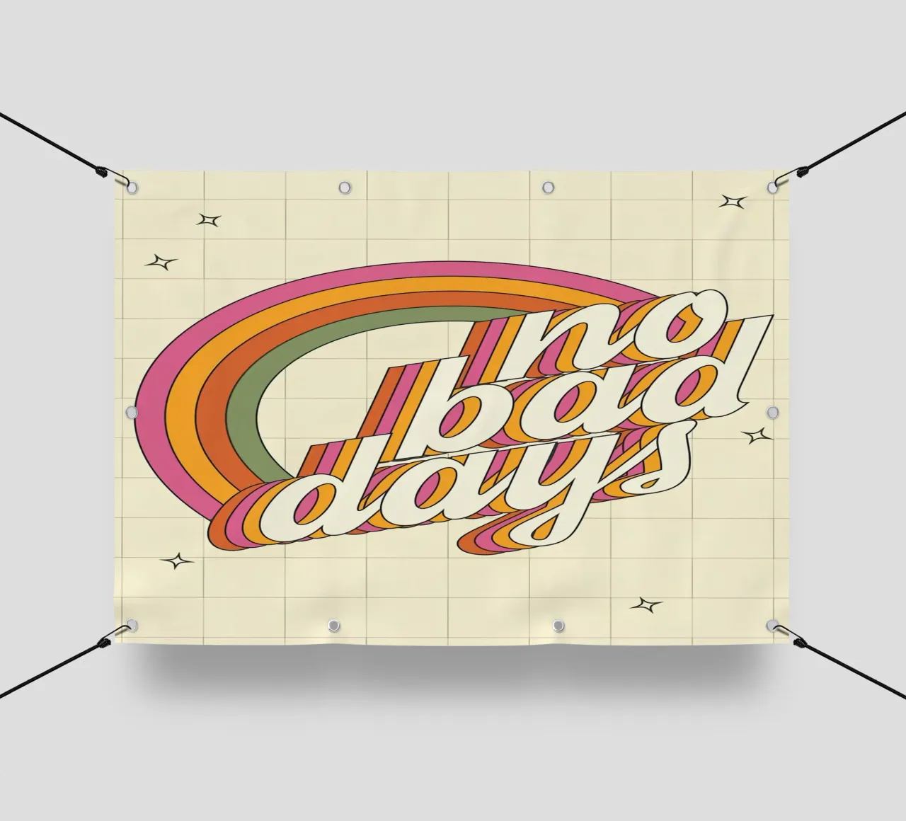 "No Bad Days" Psychedelic Retro Happy Faces Sun Pop Art telo in pvc da NorwesClub