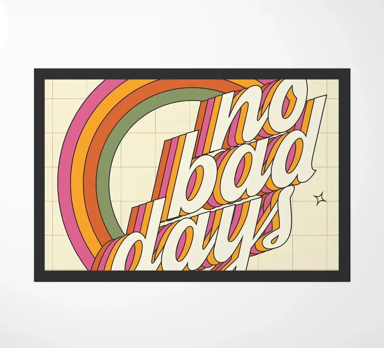 "No Bad Days" Psychedelic Retro Happy Faces Sun Pop Art zerbino da NorwesClub