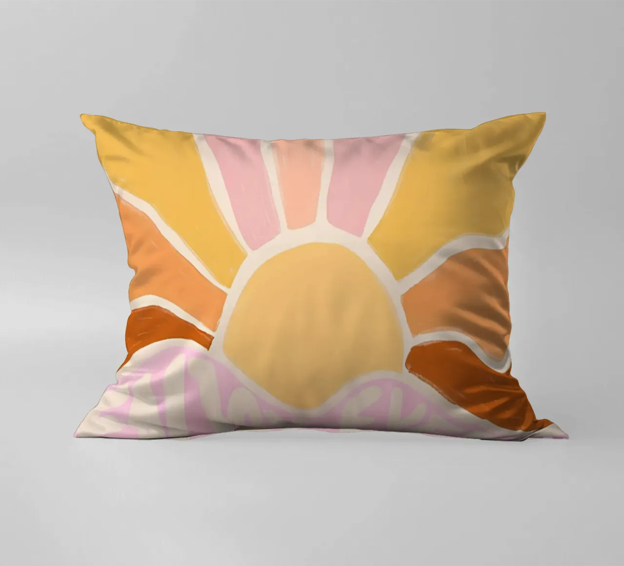 "Enjoy Every Moment" Retro Sun Flower Groovy Pop Art cuscino da NorwesClub