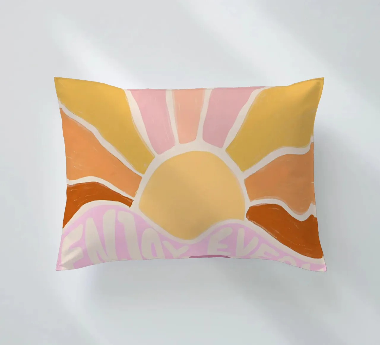 "Enjoy Every Moment" Retro Sun Flower Groovy Pop Art cuscino da NorwesClub