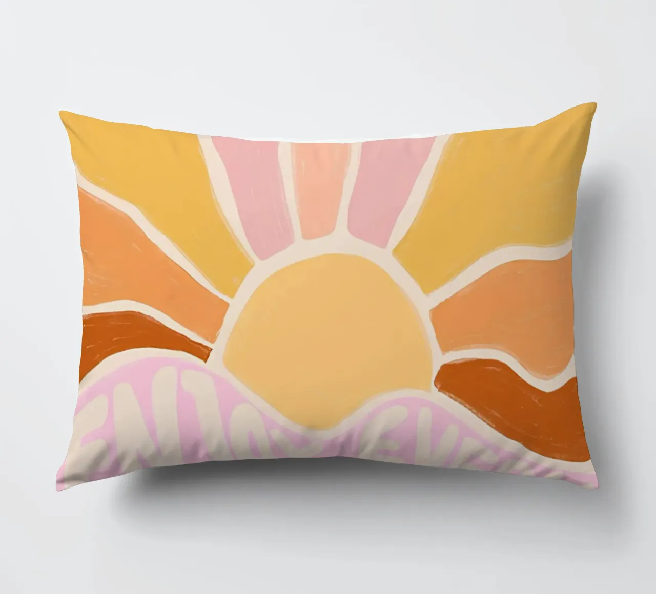 "Enjoy Every Moment" Retro Sun Flower Groovy Pop Art cuscino da NorwesClub