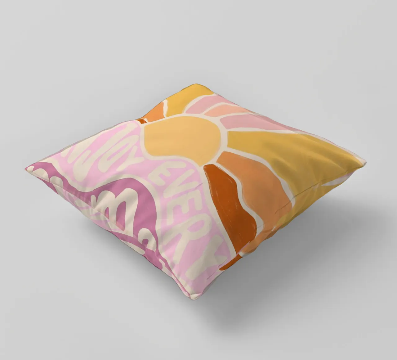 "Enjoy Every Moment" Retro Sun Flower Groovy Pop Art cuscino da NorwesClub