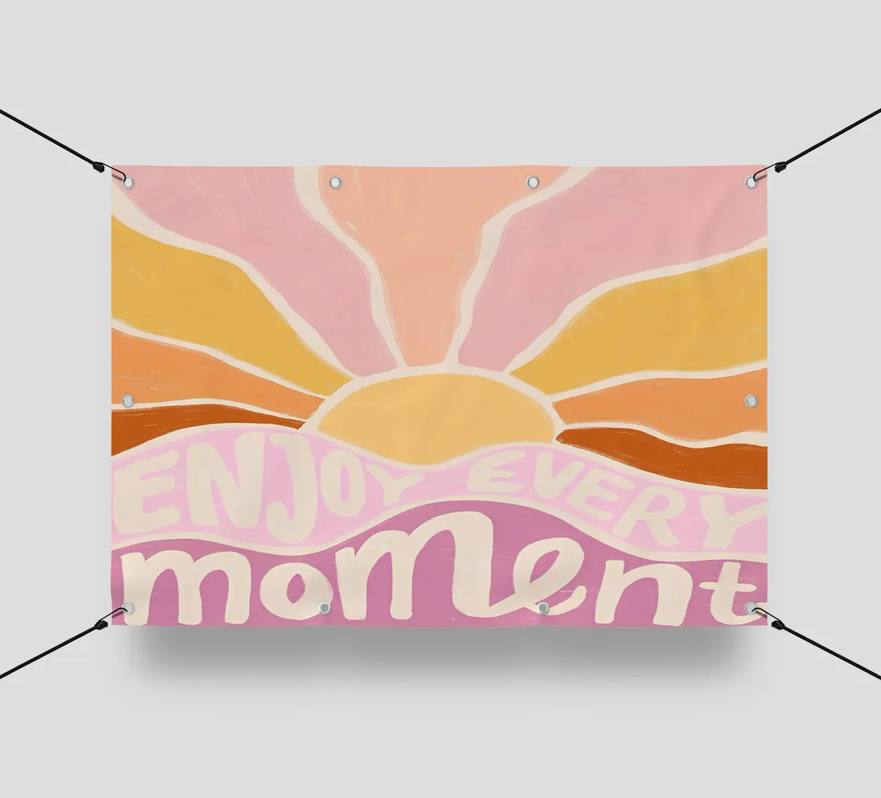 "Enjoy Every Moment" Retro Sun Flower Groovy Pop Art telo in pvc da NorwesClub