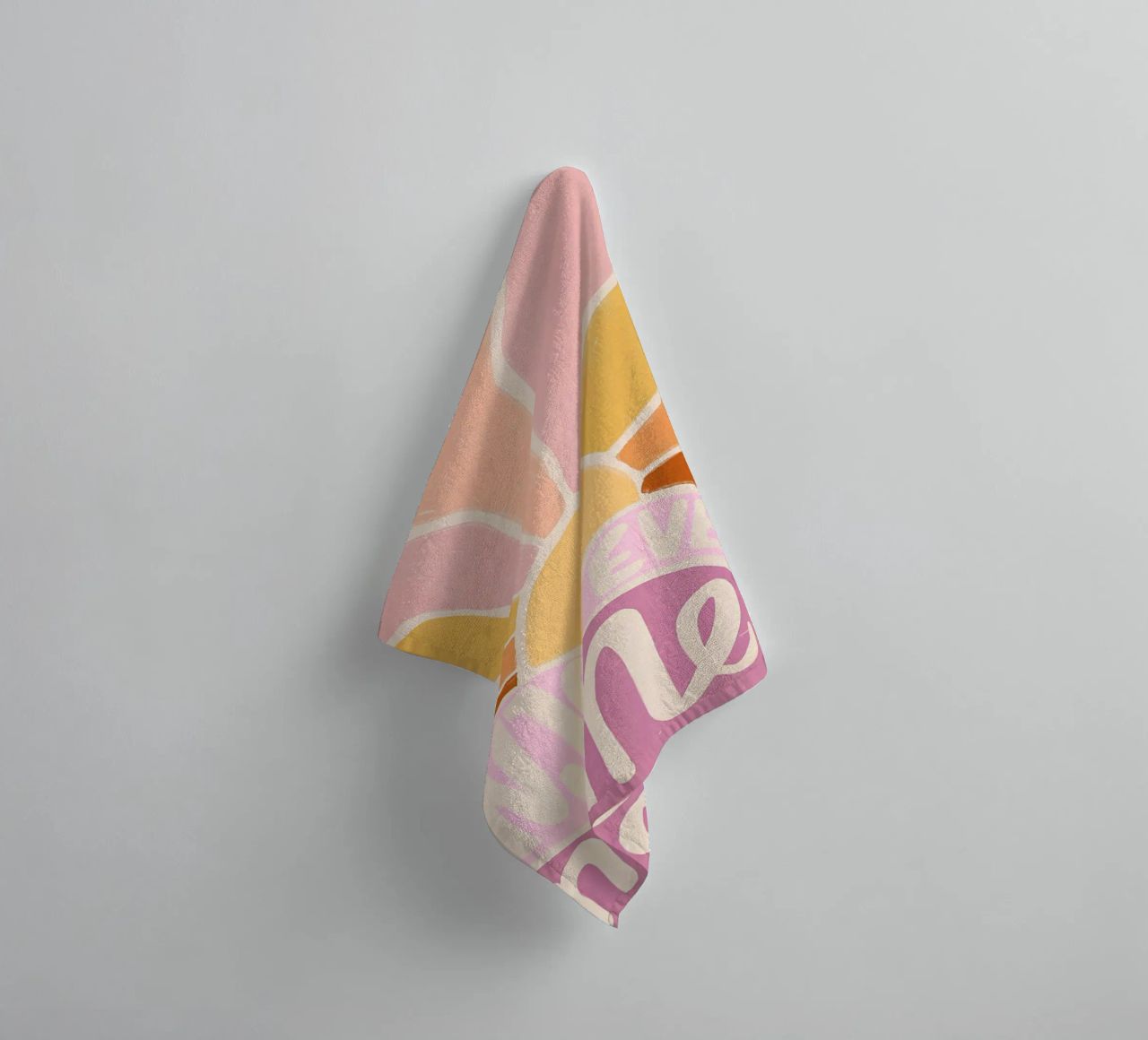 "Enjoy Every Moment" Retro Sun Flower Groovy Pop Art towel by NorwesClub