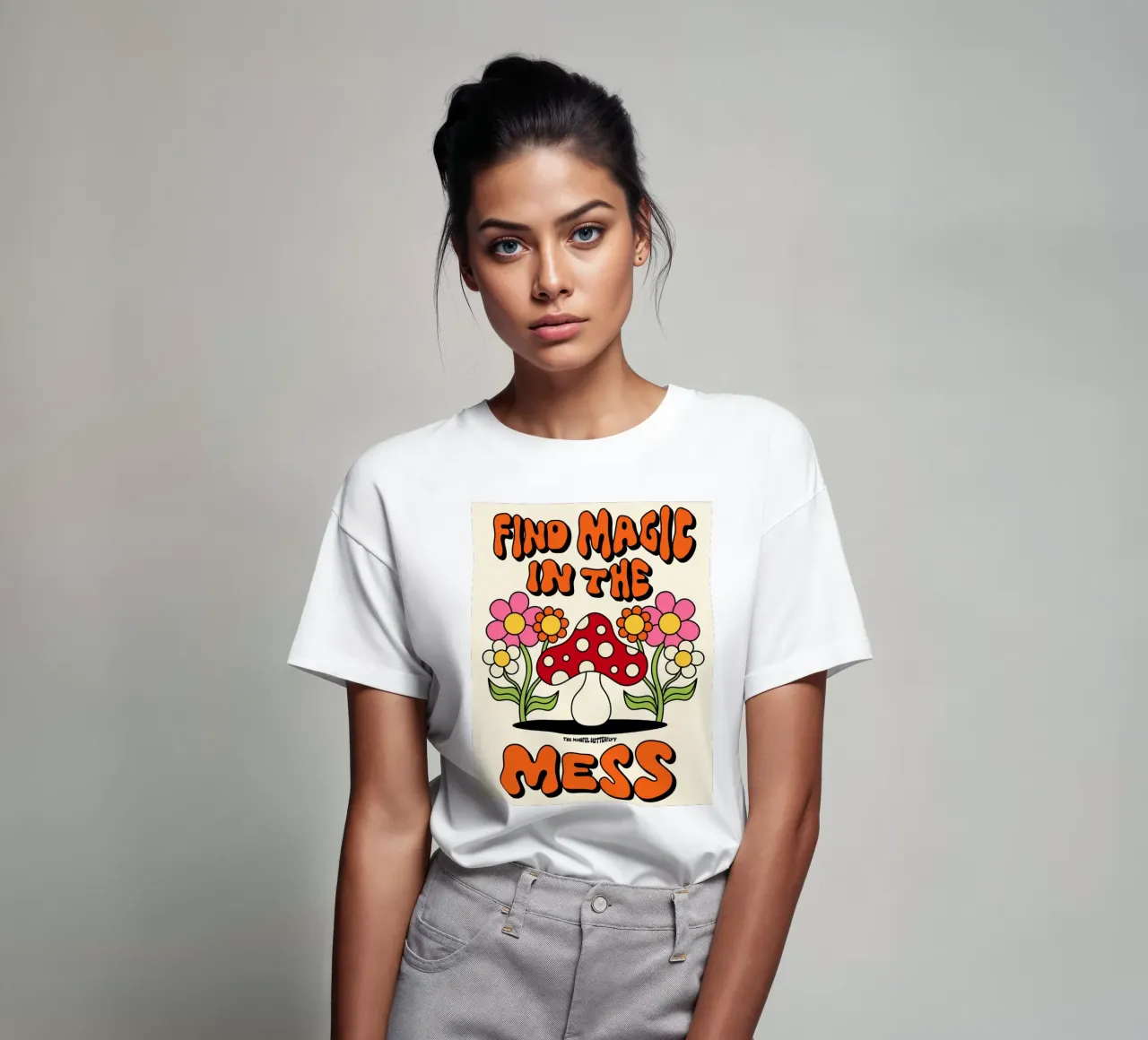"Magic in the Mess" Retro Mushroom Groovy Positive Art camiseta de NorwesClub