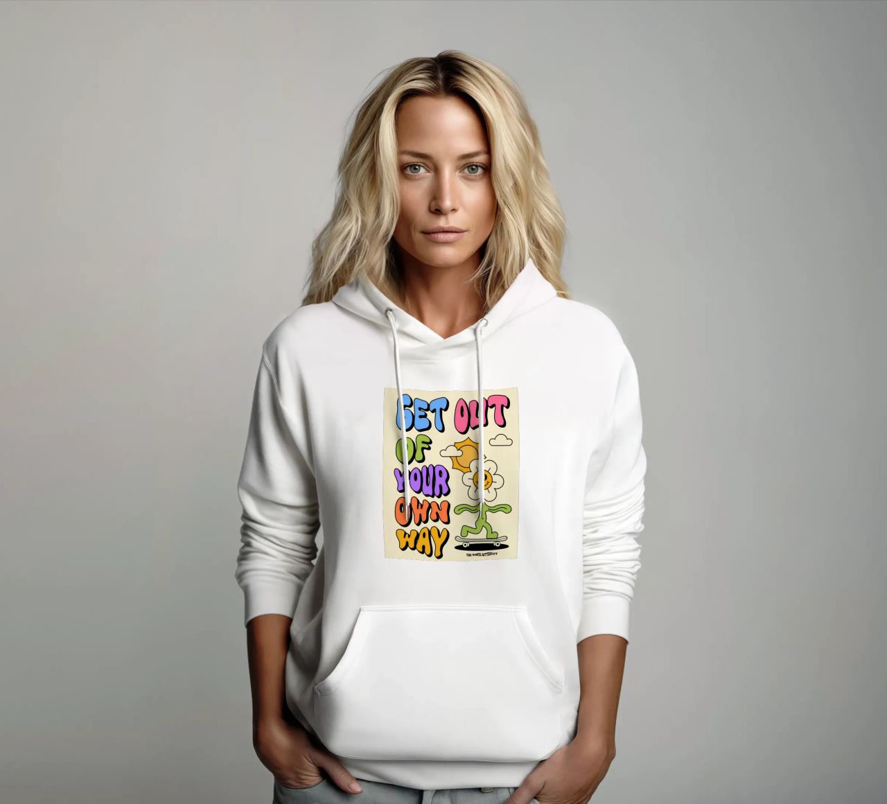 Art d'affirmation psychédélique rétro "Get Out Of Your Own Way" (Sortez de votre propre chemin) sweat à capuche de NorwesClub