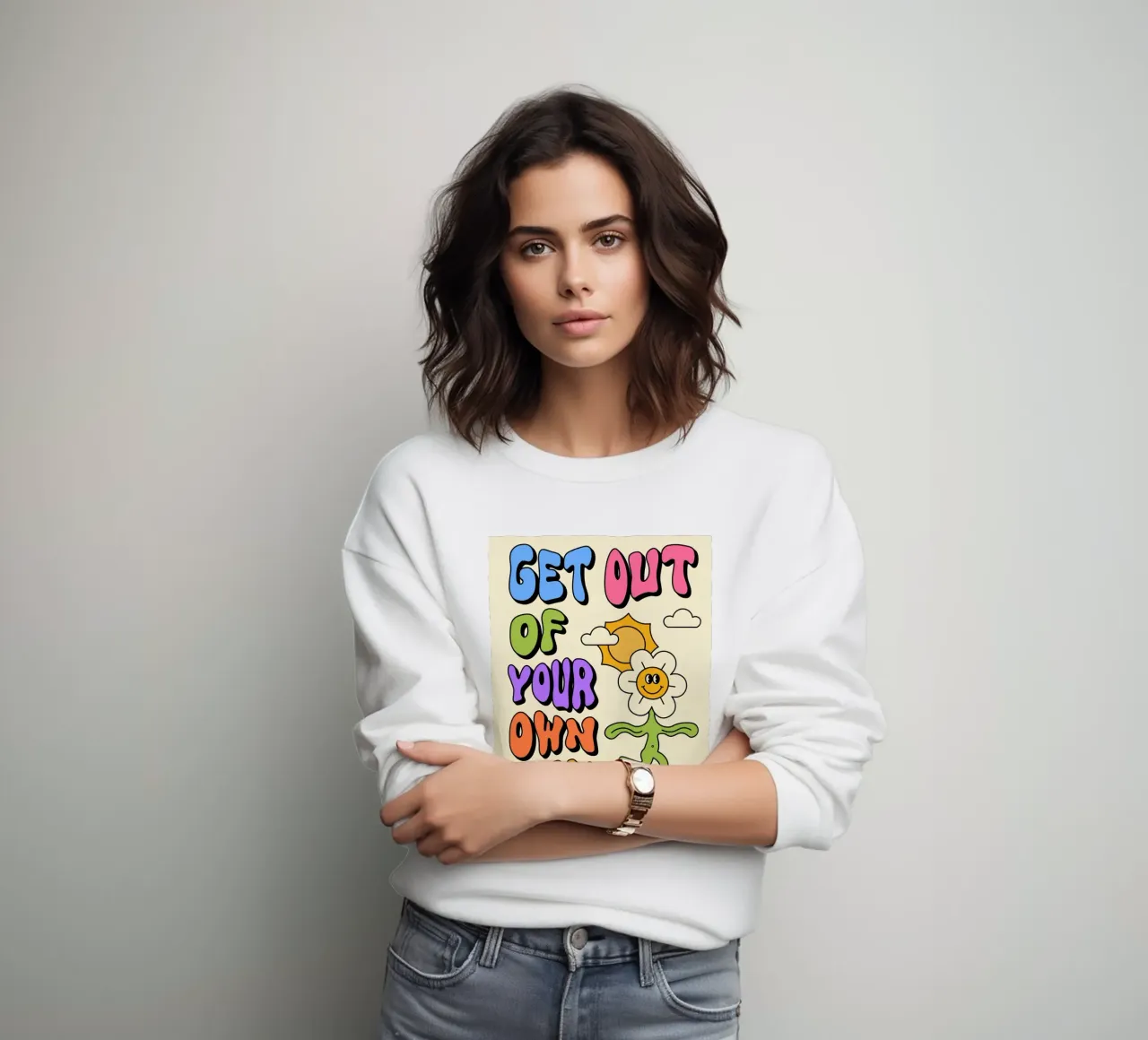 Arte di affermazione retro psichedelica "Esci dalla tua strada". felpa da NorwesClub