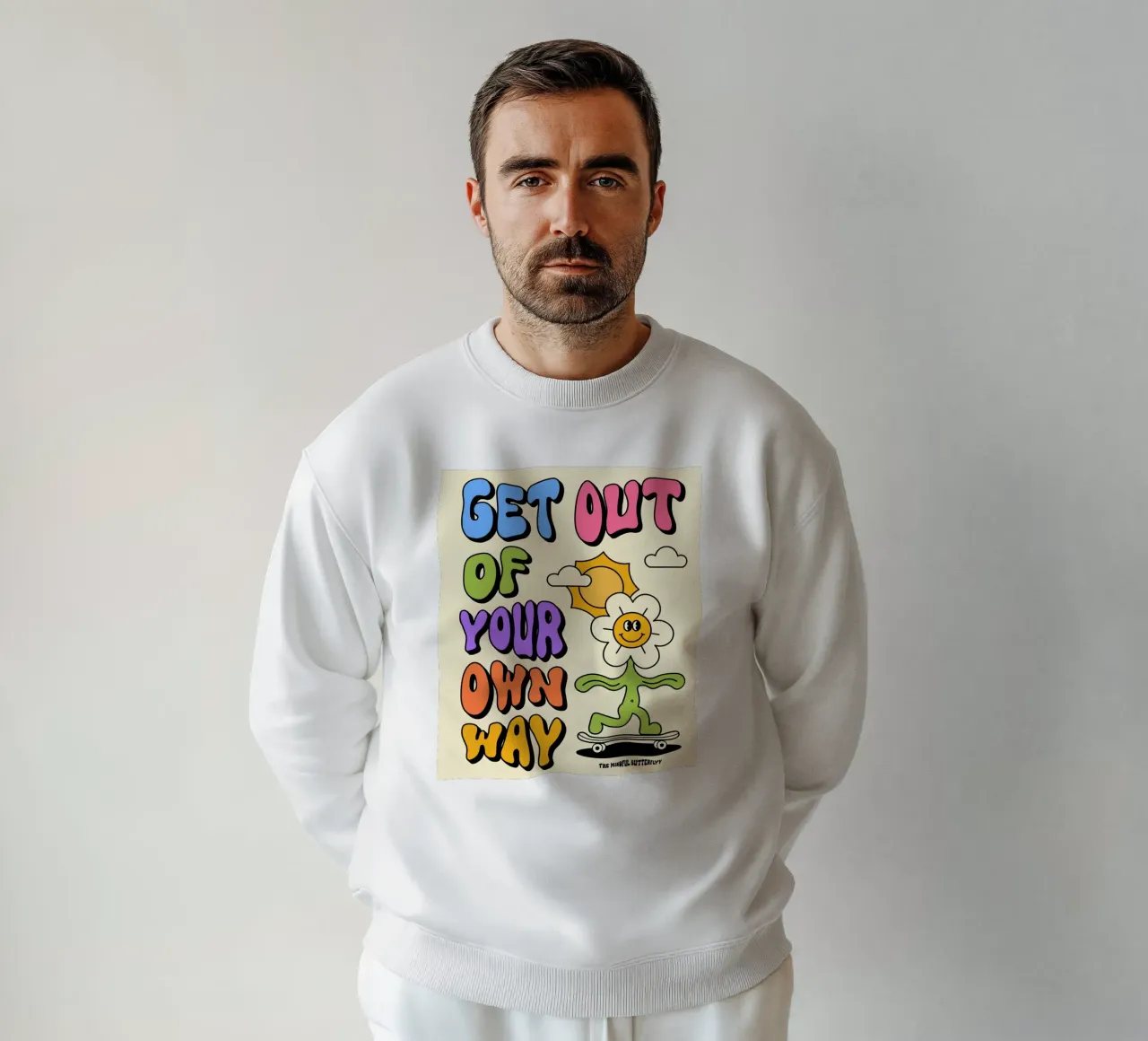 Arte di affermazione retro psichedelica "Esci dalla tua strada". felpa da NorwesClub