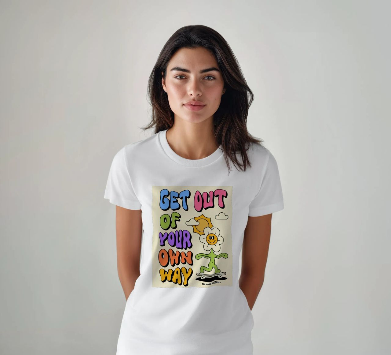 Art d'affirmation psychédélique rétro "Get Out Of Your Own Way" (Sortez de votre propre chemin) t-shirt de NorwesClub