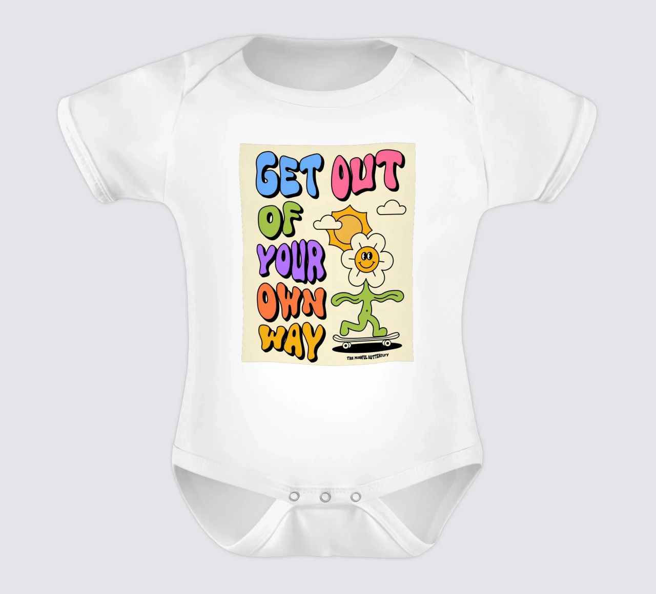 Art d'affirmation psychédélique rétro "Get Out Of Your Own Way" (Sortez de votre propre chemin) body bébé de NorwesClub
