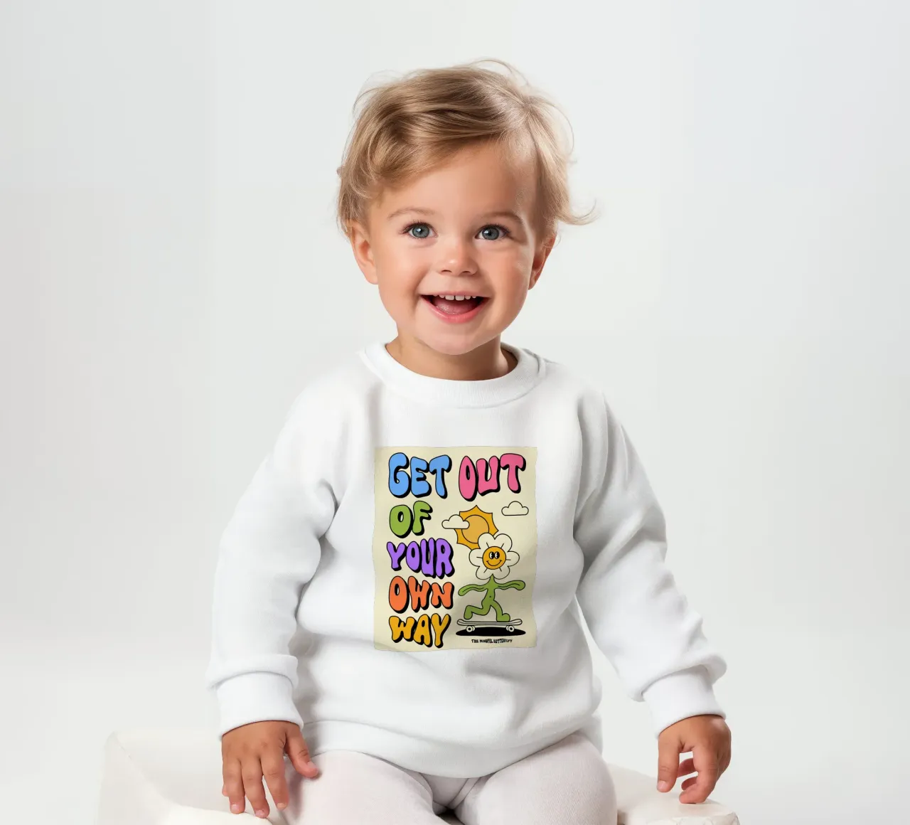 Art d'affirmation psychédélique rétro "Get Out Of Your Own Way" (Sortez de votre propre chemin) sweat pour bébé de NorwesClub