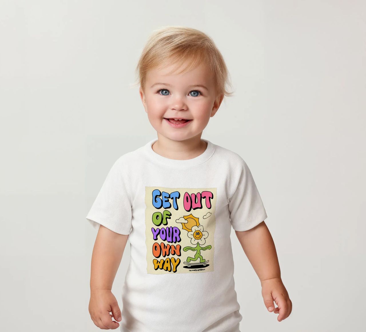 Art d'affirmation psychédélique rétro "Get Out Of Your Own Way" (Sortez de votre propre chemin) t-shirt pour bébé de NorwesClub