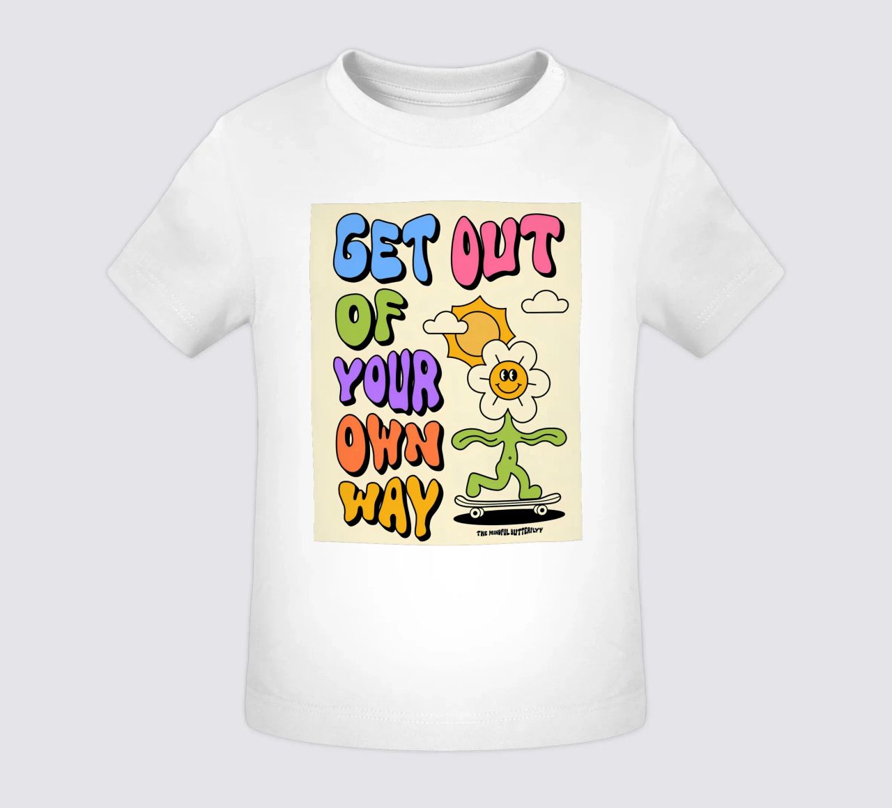 Art d'affirmation psychédélique rétro "Get Out Of Your Own Way" (Sortez de votre propre chemin) t-shirt pour bébé de NorwesClub