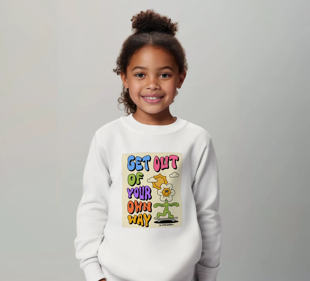 Art d'affirmation psychédélique rétro "Get Out Of Your Own Way" (Sortez de votre propre chemin) sweat enfant de NorwesClub