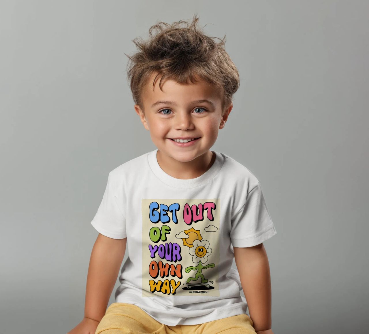 Art d'affirmation psychédélique rétro "Get Out Of Your Own Way" (Sortez de votre propre chemin) t-shirt enfant de NorwesClub