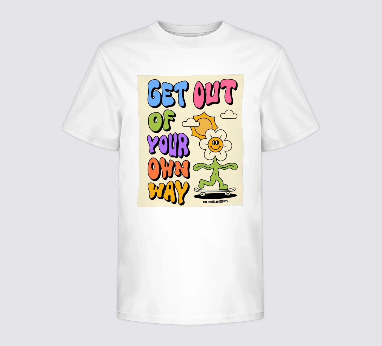 Art d'affirmation psychédélique rétro "Get Out Of Your Own Way" (Sortez de votre propre chemin) t-shirt enfant de NorwesClub