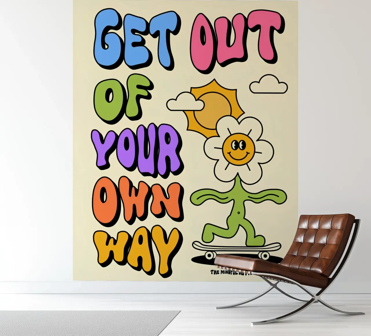 "Ga uit je eigen weg" Retro Psychedelische Affirmatie Kunst fotobehang van NorwesClub
