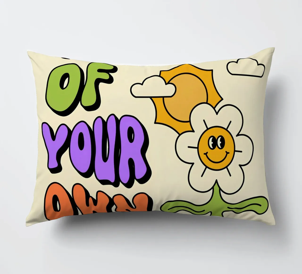 Art d'affirmation psychédélique rétro "Get Out Of Your Own Way" (Sortez de votre propre chemin) coussin de NorwesClub