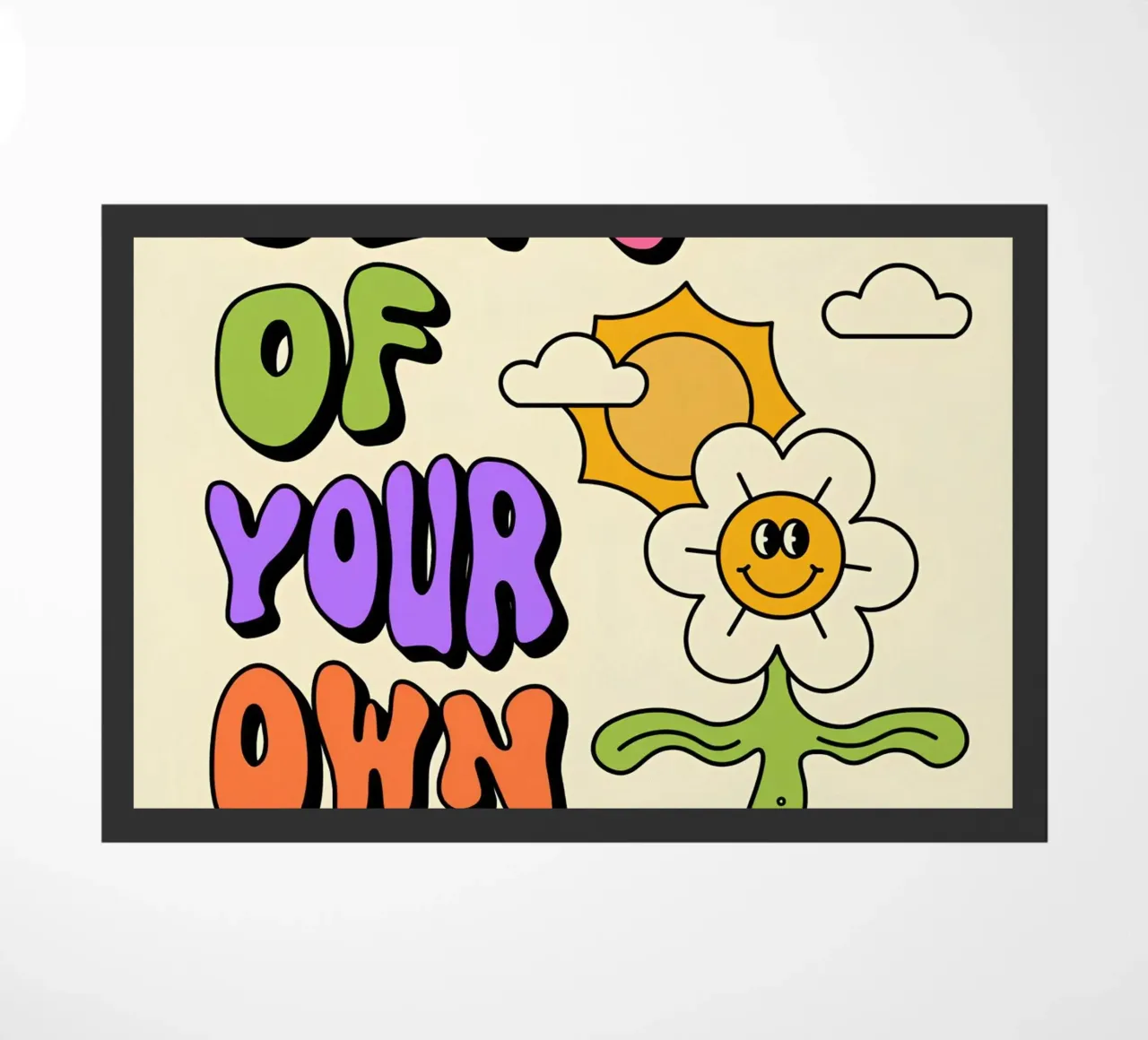 "Get Out Of Your Own Way" Retro Psychedelic Affirmation Art doormat by NorwesClub