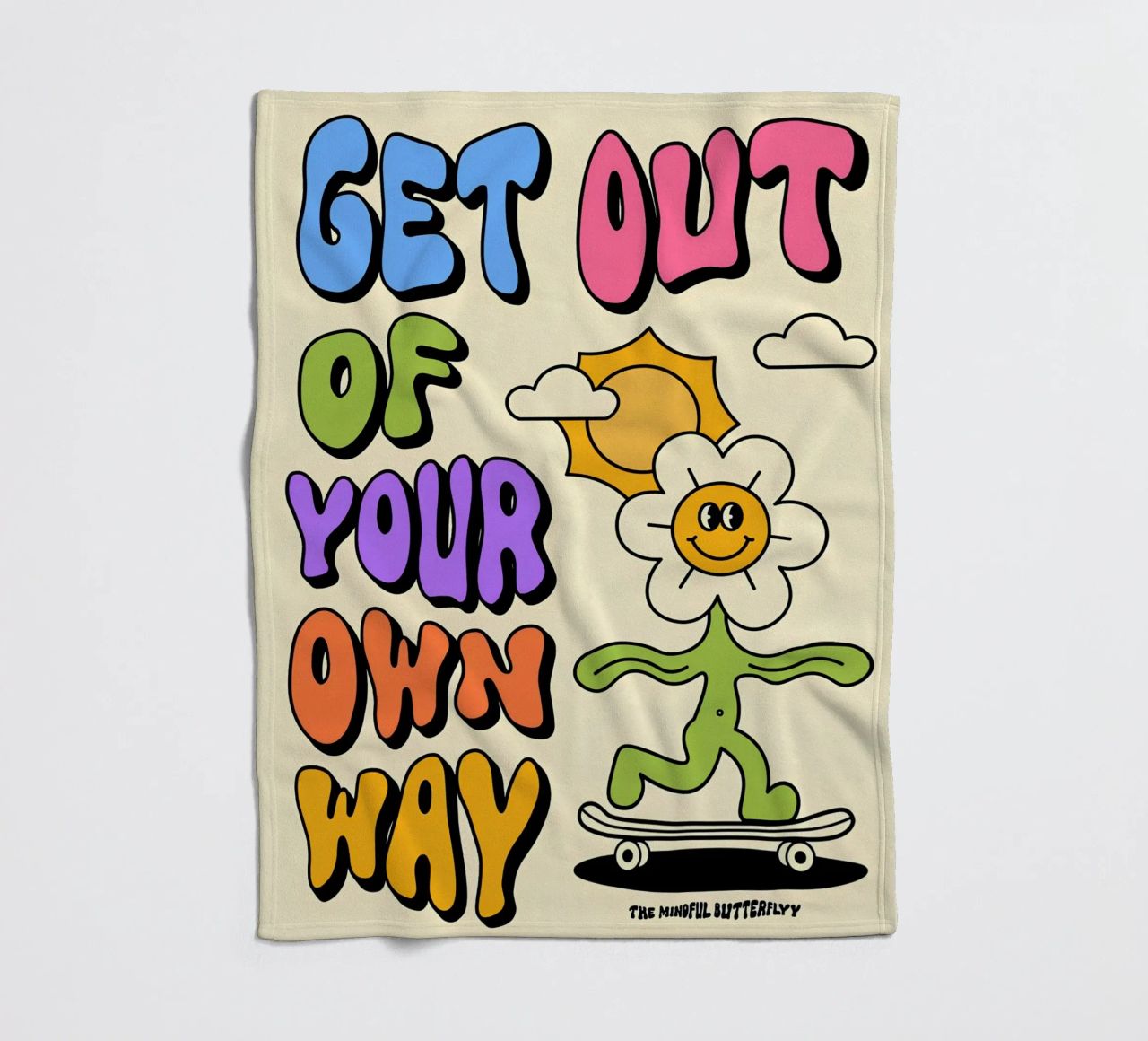 Art d'affirmation psychédélique rétro "Get Out Of Your Own Way" (Sortez de votre propre chemin) plaid polaire de NorwesClub