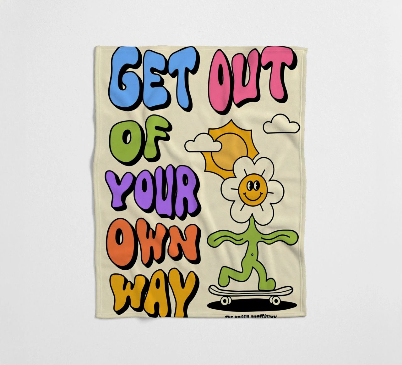 Art d'affirmation psychédélique rétro "Get Out Of Your Own Way" (Sortez de votre propre chemin) plaid polaire de NorwesClub