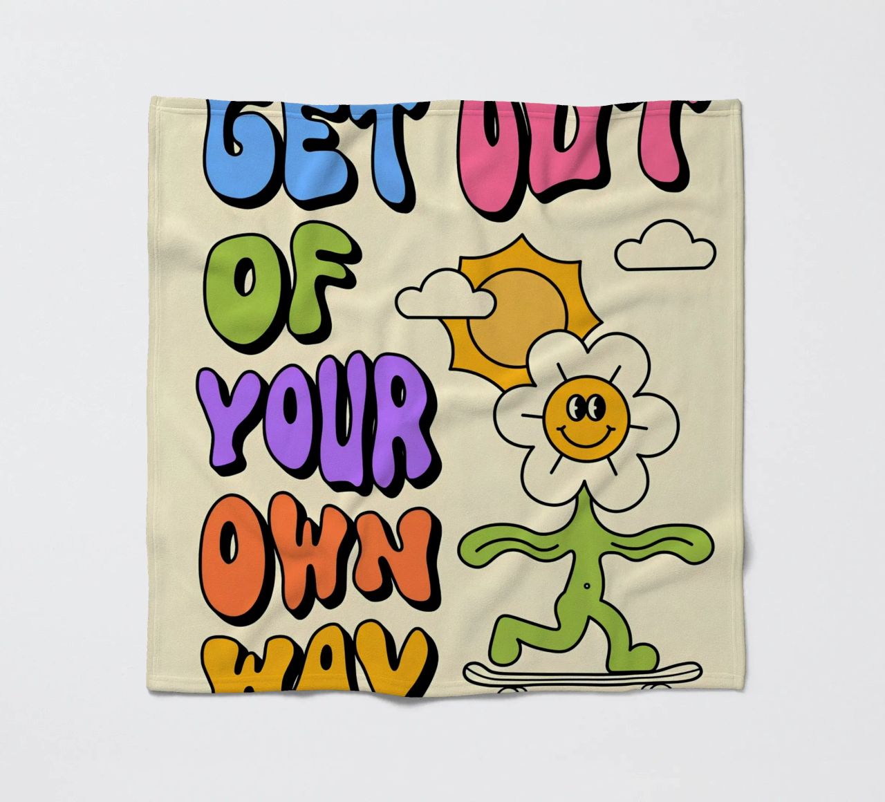 Art d'affirmation psychédélique rétro "Get Out Of Your Own Way" (Sortez de votre propre chemin) plaid polaire de NorwesClub