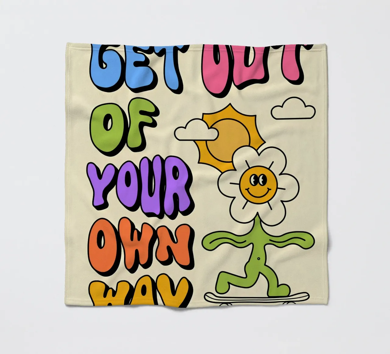 "Geh dir selbst aus dem Weg" Retro Psychedelic Affirmation Kunst Fleecedecke von NorwesClub