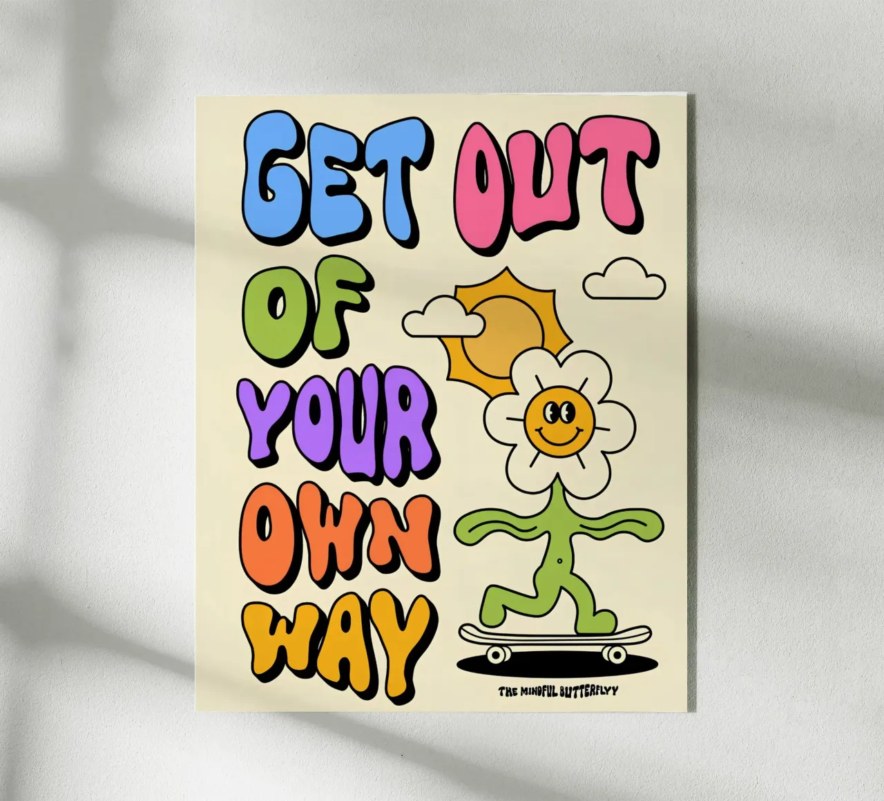 "Ga uit je eigen weg" Retro Psychedelische Affirmatie Kunst acryl van NorwesClub