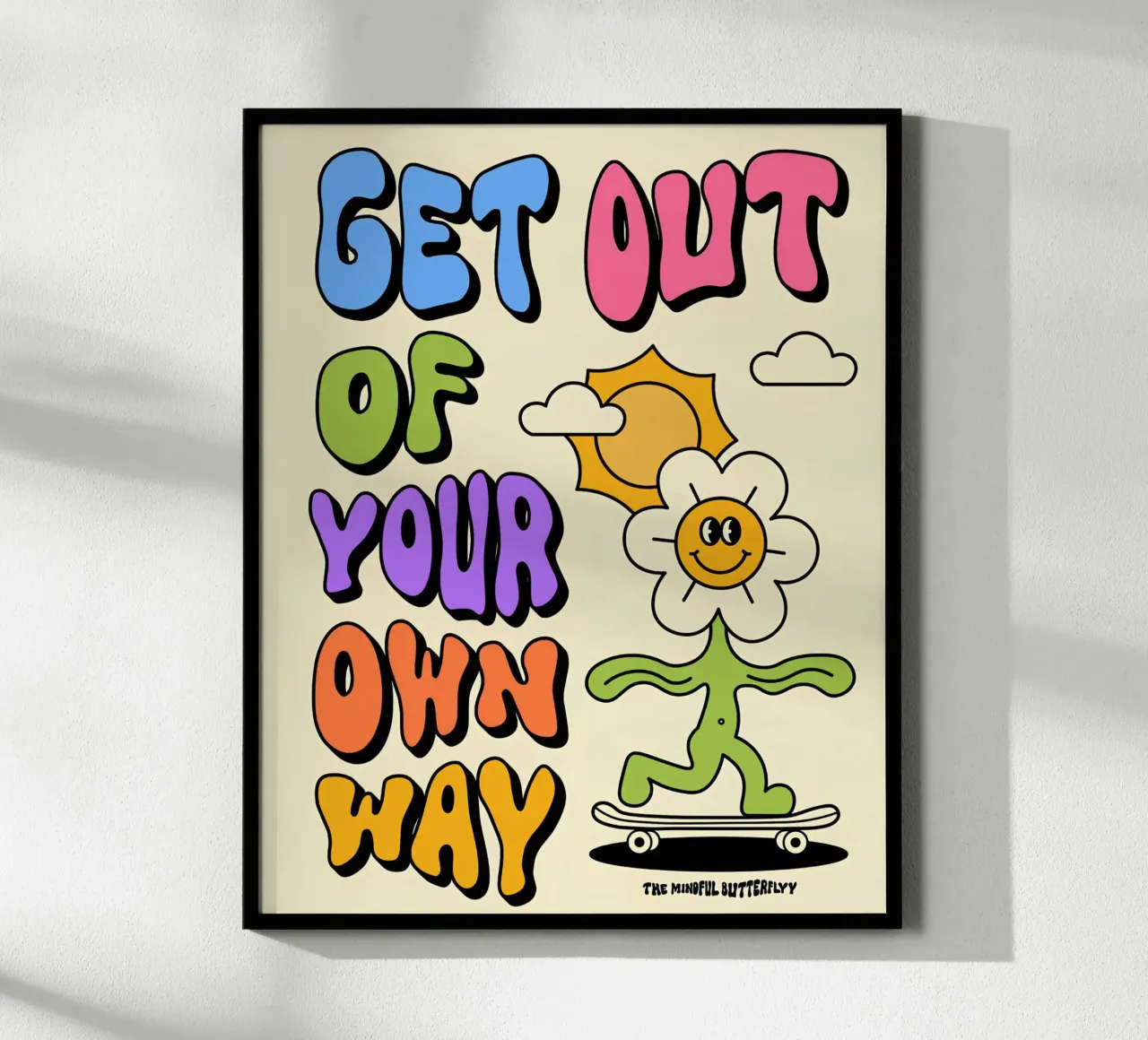 Art d'affirmation psychédélique rétro "Get Out Of Your Own Way" (Sortez de votre propre chemin) hahnemühle de NorwesClub