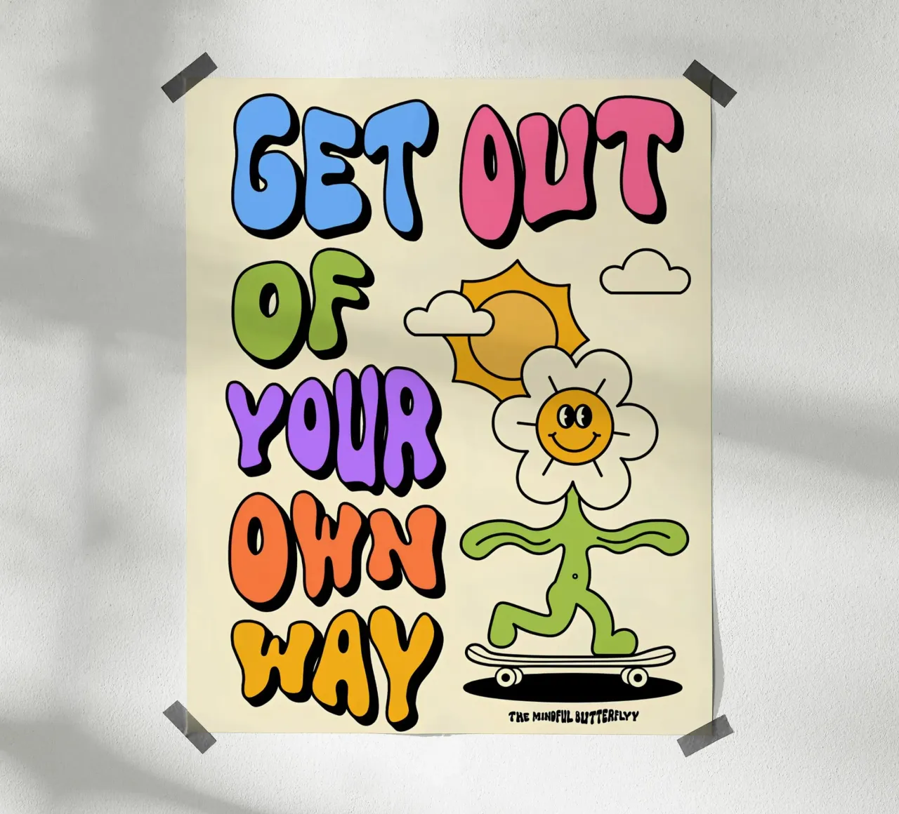 Art d'affirmation psychédélique rétro "Get Out Of Your Own Way" (Sortez de votre propre chemin) hahnemühle de NorwesClub