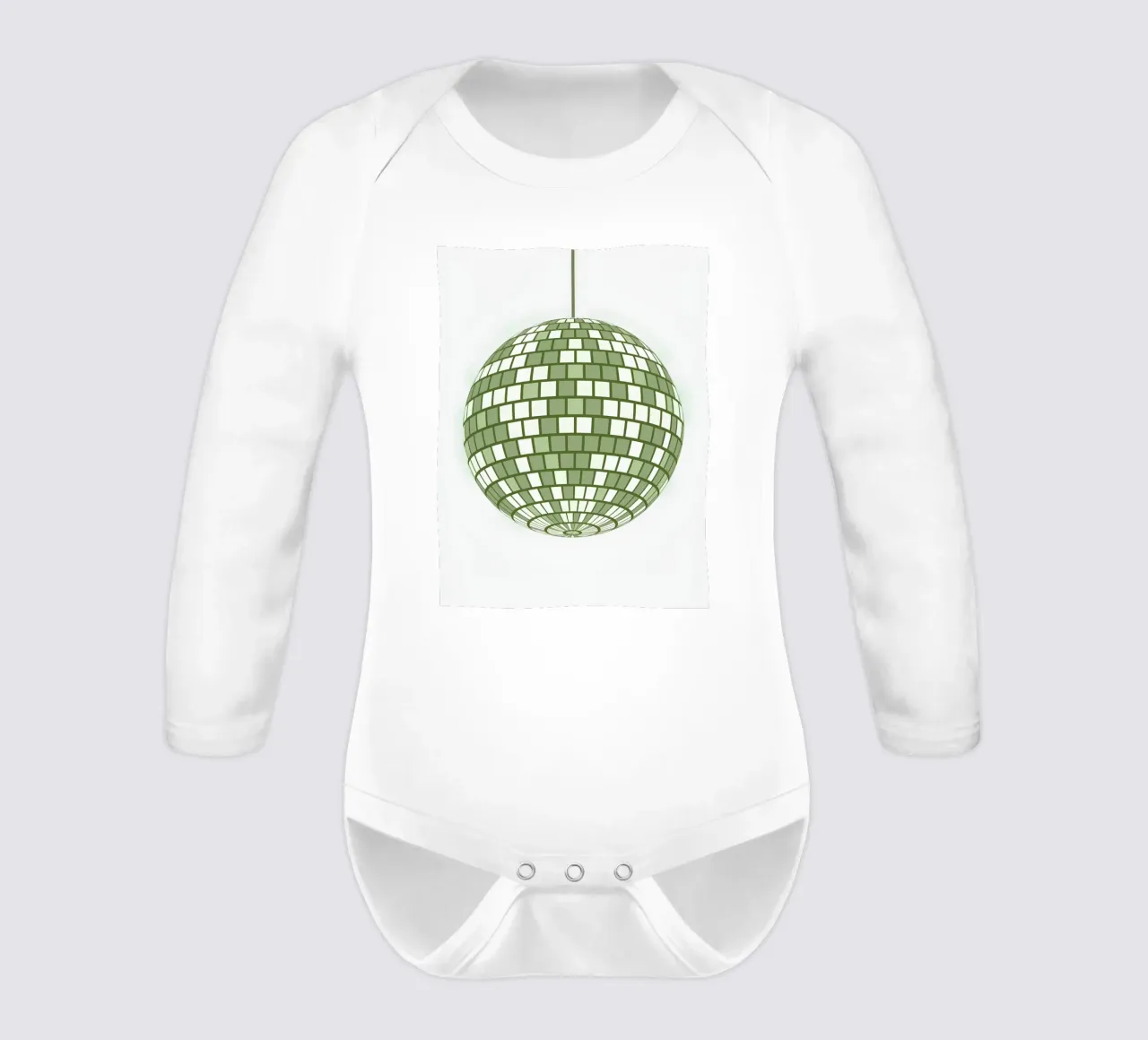 Smaragd Disco Ball Retro Grün Pop Art Party Druck Langarm Babybody von NorwesClub