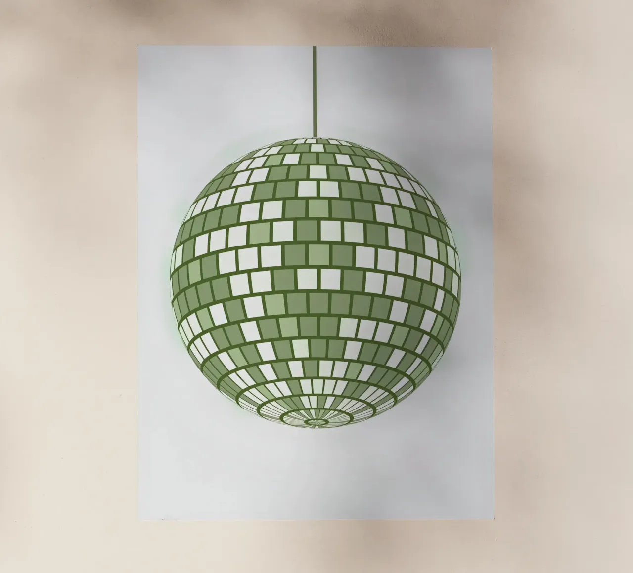 Smeraldo Disco Ball Retro Green Pop Art Party Print pellicola backlit da NorwesClub