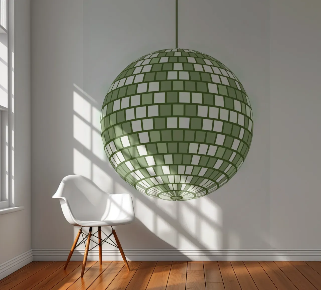 Emerald Disco Ball Retro Green Pop Art Party Print photo wallpaper by NorwesClub