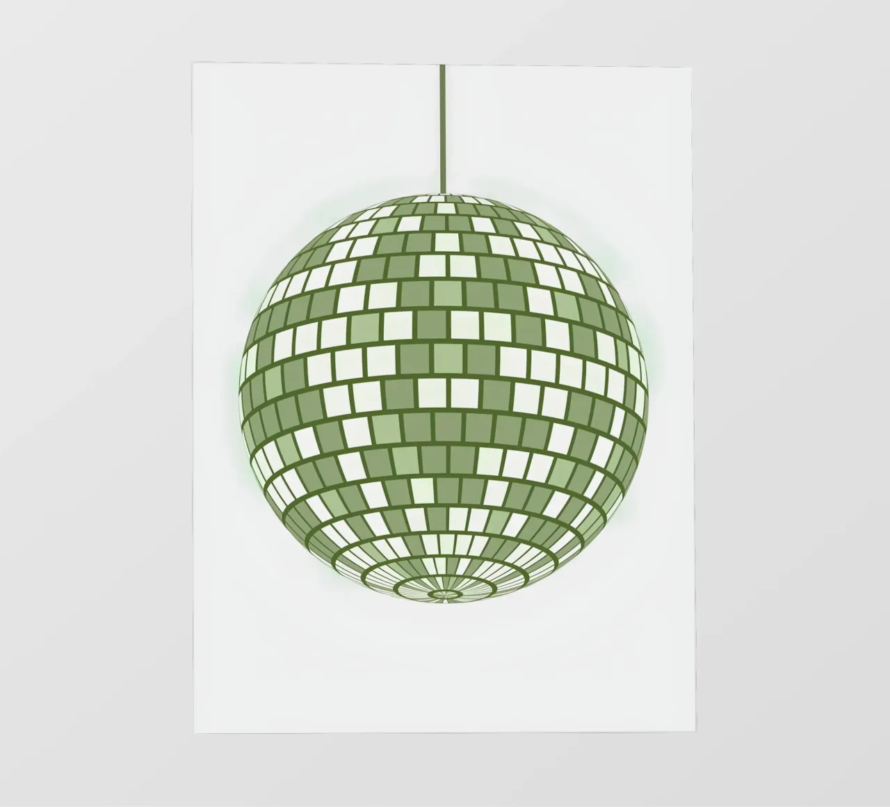 Emerald Disco Ball Retro Green Pop Art Party Print photo wallpaper by NorwesClub